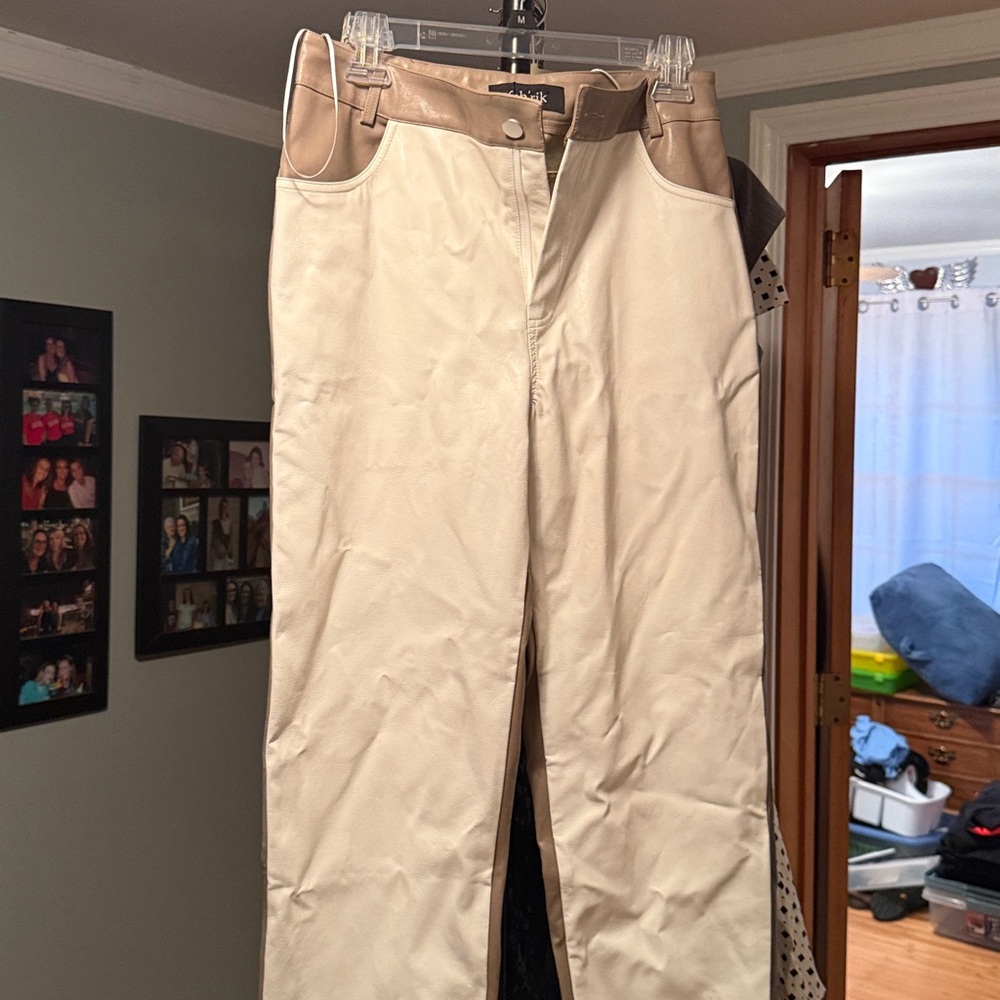 fab'rik Cream and Tan Trousers